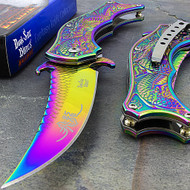 Dark Side Blades DS-A019RB 8.5" Rainbow Dragon Spring Assisted Folding Knife