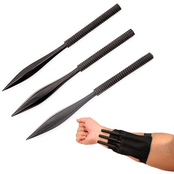 3PC 7.5 Ninja Combat Survival Tactical Ninjutsu Kunai Throwing Knife Set