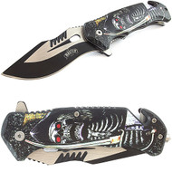 Master USA 8.5" Grim Reaper Skull Spring Assisted Folding Knife