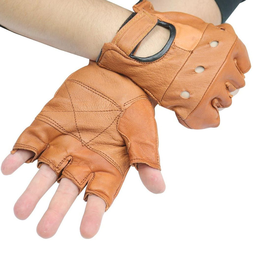 Light Brown Leather Fingerless Gloves - Unlimited Wares, Inc