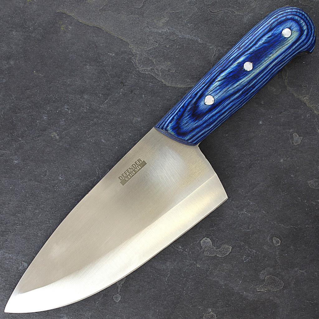 Defender 10 Full Tang Kitchen Butcher Knife With Wood Handle Blue