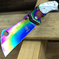 Buckshot 8" Rainbow Titanium Spring Asissted Folding Pocket KNife
