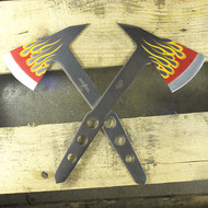 2 Pack Perfect Point Red Flames Throwing Axe Set
