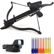 80lb Self-Cocking Pistol Mini Crossbow With Scope And 15 Bolts