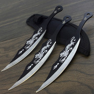 Dual Edge Red Kunai Throwing Knives Dagger 3-Pc Set 9-3Q2-P