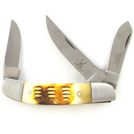 Bone Edge 7" Hand Made 3 Blade Stockman Folding Knife