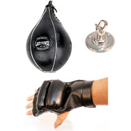 Last Punch Boxing Black Speedball With Fingerless Gloves & Swivel 