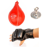 Last Punch Boxing Red Speedball With Fingerless Gloves & Swivel 