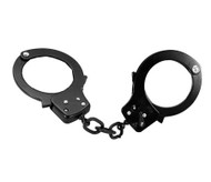 Nickel Plated Black Single Lock Handcuffs w/ Keys