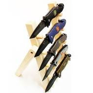 5 Folding Knife Wood Display Stand