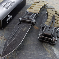 Master USA 8" Army Tan Spring Assisted Folding Pocket Knife
