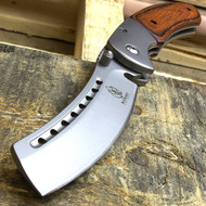 Buckshot 8" Razor Style Spring Assisted Folding Pocket Knife With Wood Handle