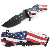 Master USA 8.5" American Flag Tanto Spring Assisted Folding Knife