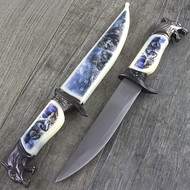13" Black Wolf Dagger Knife w/ Collector's Sheath