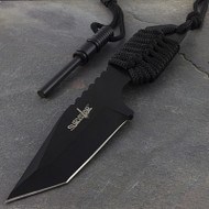 Survivor 7" Fixed Blade Knife With Fire Starter Black