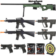 10 Piece Spring Airsoft Sniper Rifle Pistol Gun Bundle