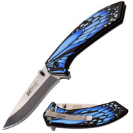 MTech USA 7.5" Blue Butterfly Wings Spring Assisted Folding Knife
