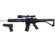 AIRSOFT RIFLE & PISTOL COMBO M4 A1 M16 TACTICAL SPRING GUN w/ LASER SCOPE BB BBs