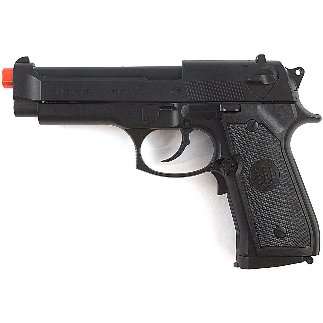 HFC M9 Spring Powered Pistol Airsoft Gun with Ergo Grip Black Handgun 