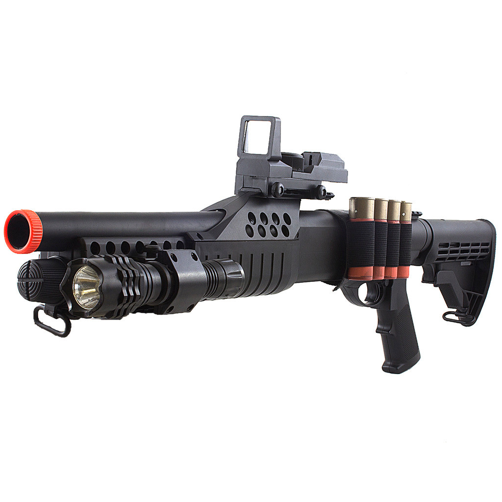 UKArms Tactical Spring Airsoft Shotgun With Red Dot Sight ...