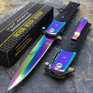 Tac Force TF-428RB 8.5" Rainbow Stiletto Spring Assisted Folding Knife