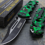 Tac Force TF-809GN 8.25" Green Skulls Spring Assisted Folding Knife