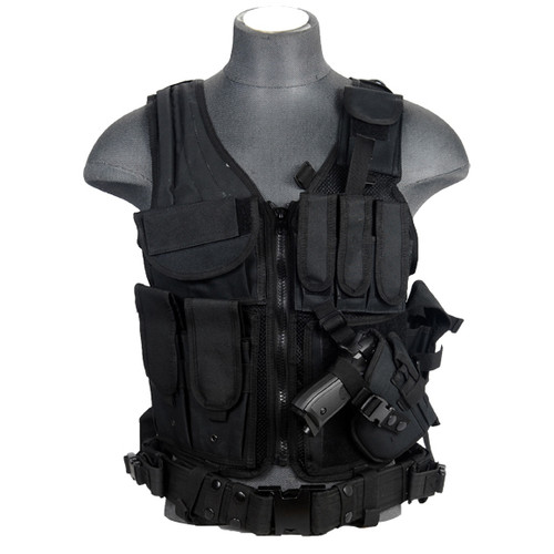 Lancer Tactical CA-310B Fully Adjustable Black Cross Draw Vest ...
