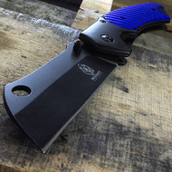 Buckshot 8" Cleaver Style Spring Assisted Folding Pocket Knife Blue