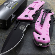 Master USA MU-A010PK 8" Pink Skull Spring Assisted Folding Knife