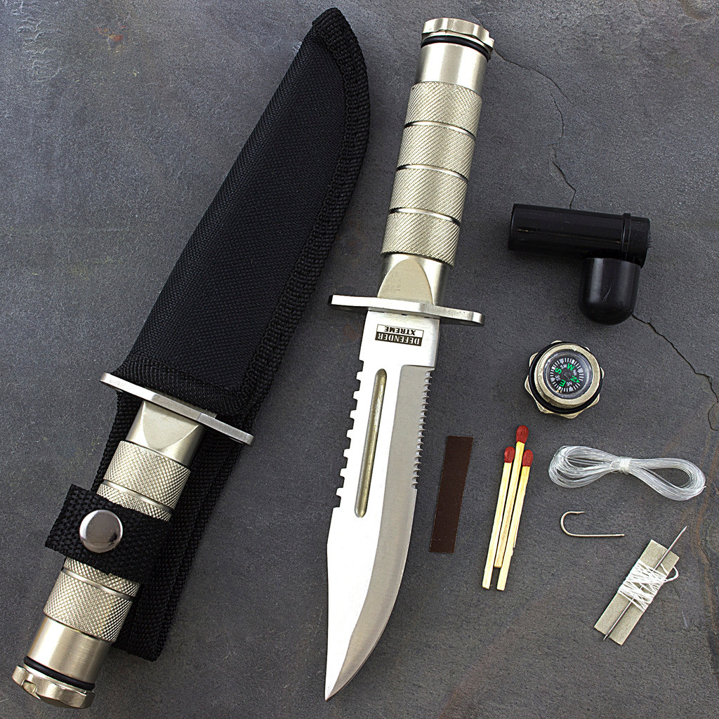 Defender 8.5" Survival Knife With Survival Kit Silver - Unlimited ...