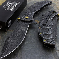 Masters Collection MC-A014SW 8.5" Dragon Sculpture Stonewash Spring Assisted Folding Knife