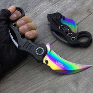 Defender 7" Karambit Rainbow Spring Assisted Folding Knife