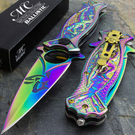 Masters Collection MC-A030RB 8" Rainbow Ninja Spring Assisted Folding Knife