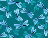 Pearl Reflections - Pearlescent Dragonfly Teal Tonal by KANVAS from Benartex Fabric