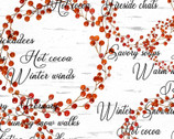 Snow Days - Red Berry Wreaths Words White by Barb Tourtillotte from Henry Glass Fabric