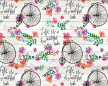 Beautiful Ride - Bikes Life is Beautiful Cream from David Textiles Fabric