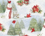 Red Truck Snowy Cardinals Scenic by Susan Winget from Springs Creative Fabric
