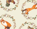 Fables - Wreath Animals Cream by Laura Ashley from Camelot Fabrics
