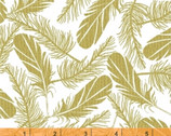Precious Metal Nature - Feathers White METALLIC by Whistler Studios from Windham Fabrics