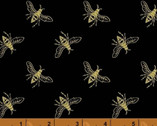 Precious Metal Nature - Bees Black Gold METALLIC by Whistler Studios from Windham Fabrics