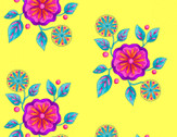 Petals Go Round - Large Floral Lemon Yellow by Angela Lawrence from Henry Glass Fabric