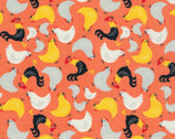 Farm Fun - Chickens Coral from Timeless Treasures Fabrics