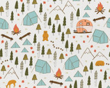 Vintage Camping - Camp Ground Ecru by Crissy Rodda from Paintbrush Studio Fabrics