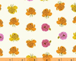 Far Far Away 2 - Roses Orange Pink Yellow on Cream by Heather Ross from Windham Fabrics