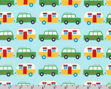 State to State - Retro Cars Trailer Blue Bright by Ann Kelle from Robert Kaufman Fabric