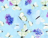 Hydrangea Harmony - Butterfly Blooms Blue by Cedar West from Clothworks Fabric