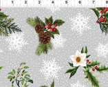 Winter Twist - Floral Bundle Toss Gray from In The Beginning Fabric