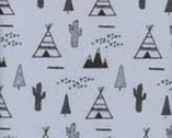 Desert Life FLANNEL - Southwest Teepee Cactus Grey from Fabric Traditions Fabric