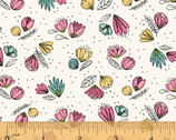 Catnip - Small Floral Cream by Janelle Penner for Whistler Studios from Windham Fabrics