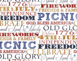 American Spirit - Words White by Beth Albert from 3 Wishes Fabric